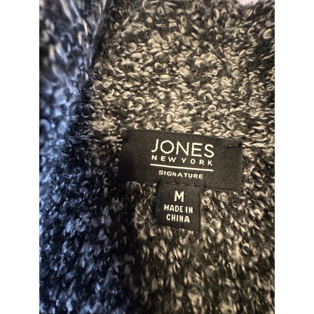 Jones New York Signature Cowl Neck Boucle Sweater Black White Marled Pullover M - Picture 3 of 7